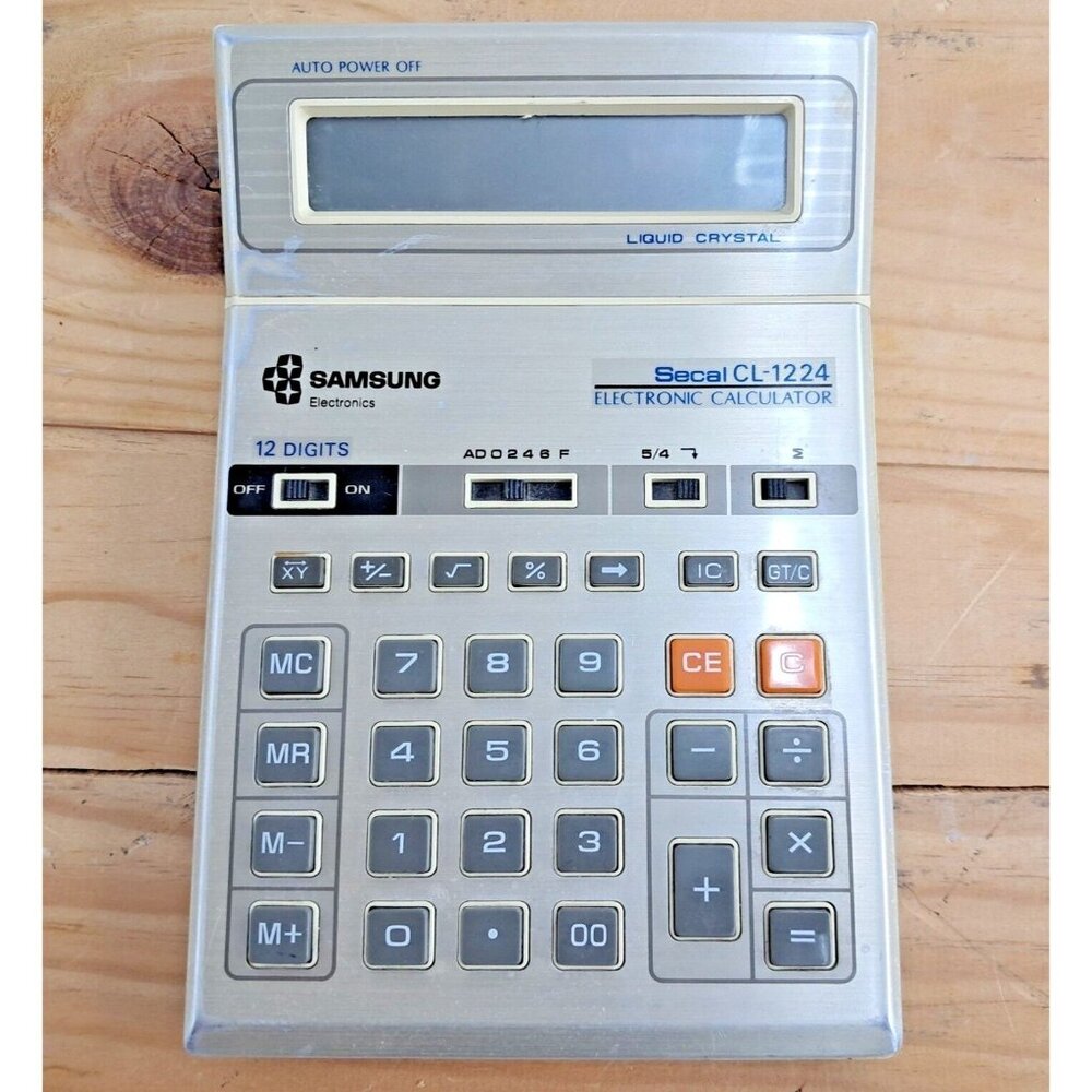 Samsung Electronic Calculator Secal CL-1224 12 Digit-LCD Display-1980's-RARE-HTF